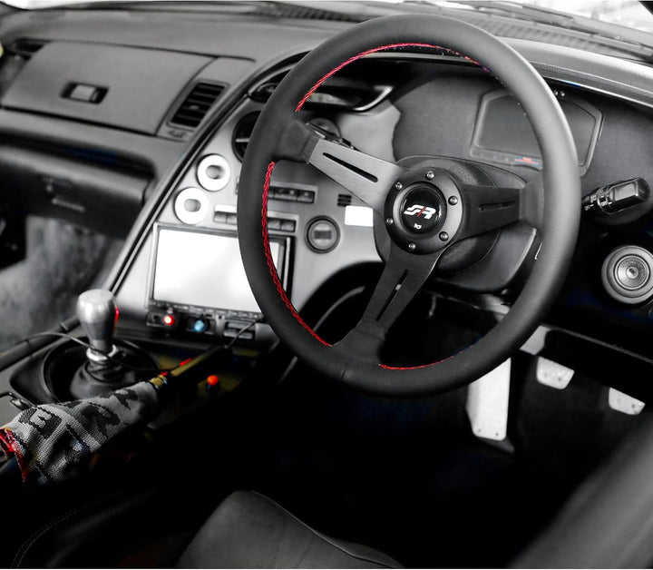 Simoni Racing CLASS Lenkrad Aus Echtem schwarzem Leder, Universal