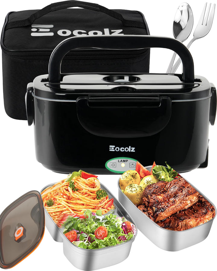 Eocolz Elektrische Lunchbox Food Heater 80-100W, Speisenwärmer mit Doppelbehälter 1,5L Tragbare Behe