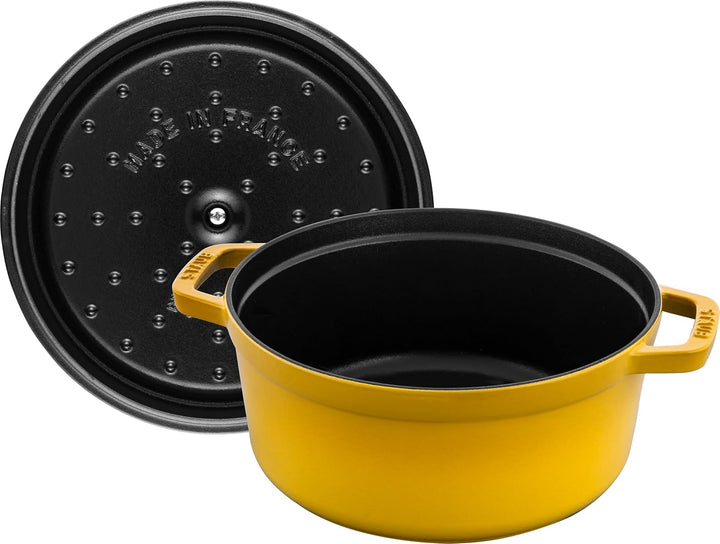 STAUB Cocotte, Gusseisen Bräter, Alle Herdarten inkl Induktion, Rund, 24 cm, 3,8 L, Zitronen-Gelb 24