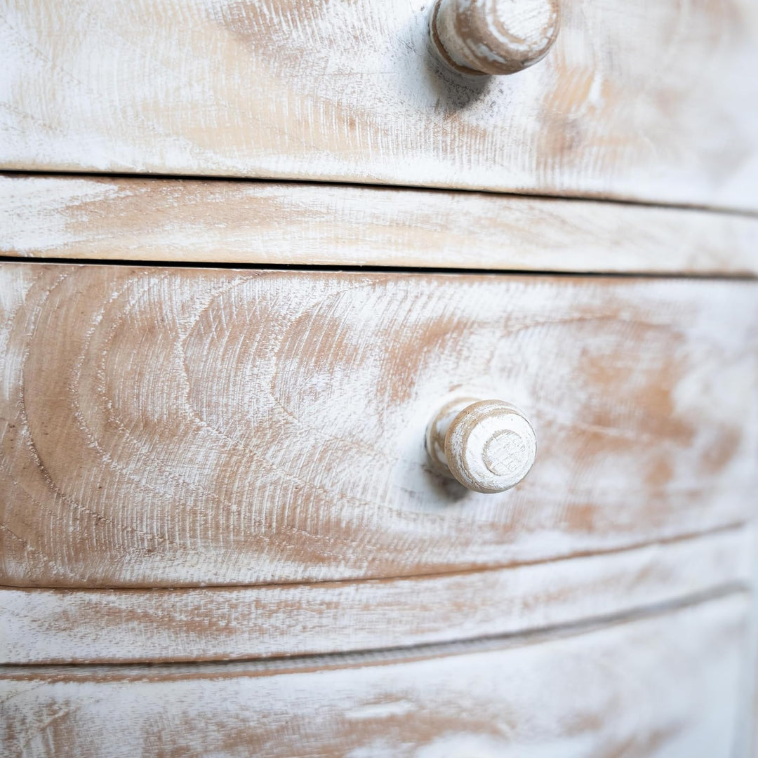 livasia Kleine, hohe Teakholzkommode, Nachttisch, Beistelltisch mit Schubladen,Schmuckschränkchen, S