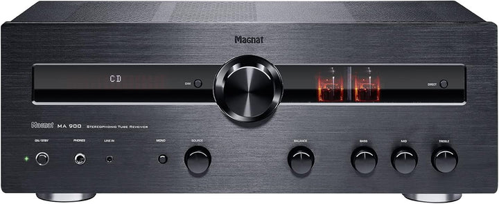 Magnat MA 900, robuster Stereo Hybrid-Verstärker mit hochwertiger Aluminium-Front und hoher Ausgangs