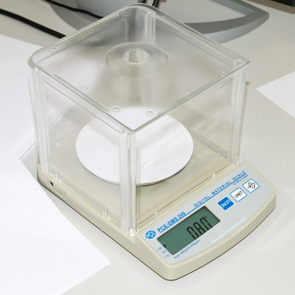 Textilwaage PCE-DMS 200 mit direkter Anzeige in g/m² Papierwaage mit direkter Anzeige in g/m² max. W