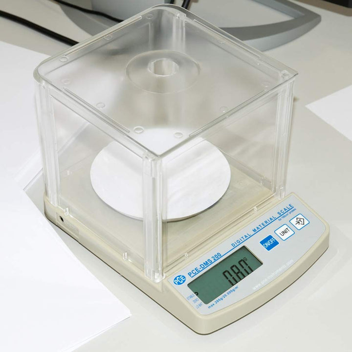 Textilwaage PCE-DMS 200 mit direkter Anzeige in g/m² Papierwaage mit direkter Anzeige in g/m² max. W