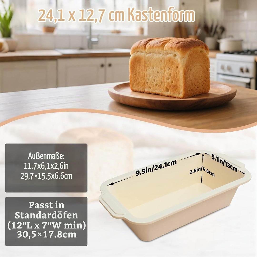2-Stück Silikon Brotbackform Kasten: Kastenform mit Metallrahmen Hellblau+beige 2PCS-29.6x15.5x6.6cm