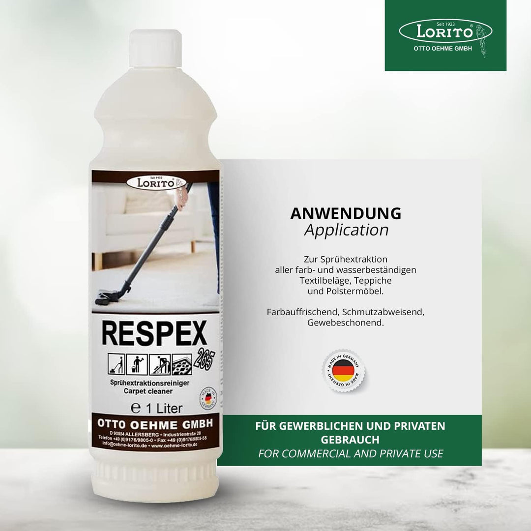 Lorito Teppichreiniger Respex 265 3 x 1 Liter, geeignet für Dampfreiniger und Sprühextraktionsgeräte