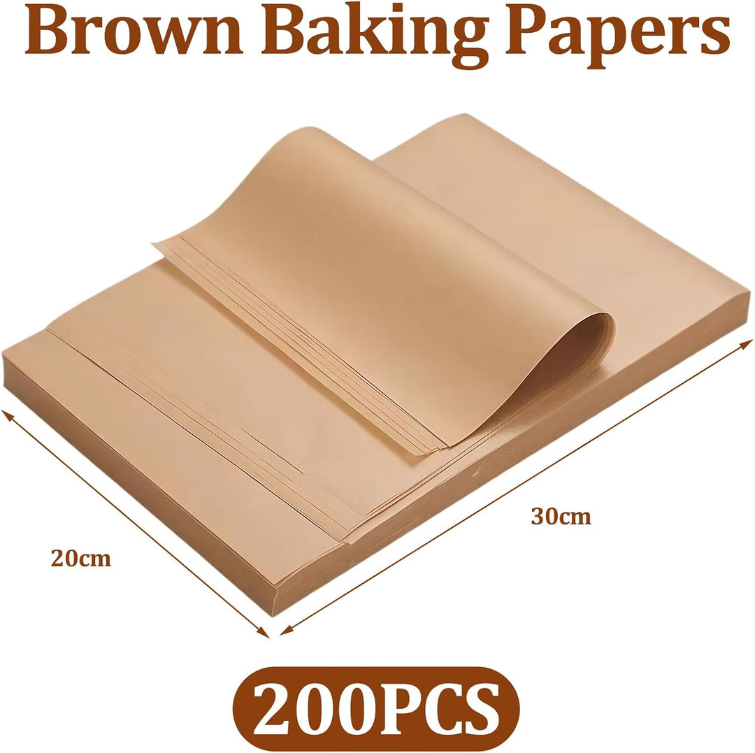 200 Stück Backpapier Ohne PFAS und BPA, 30x20cm Backpapier Zuschnitte, Antihaft-Backpapiere, Geeigne