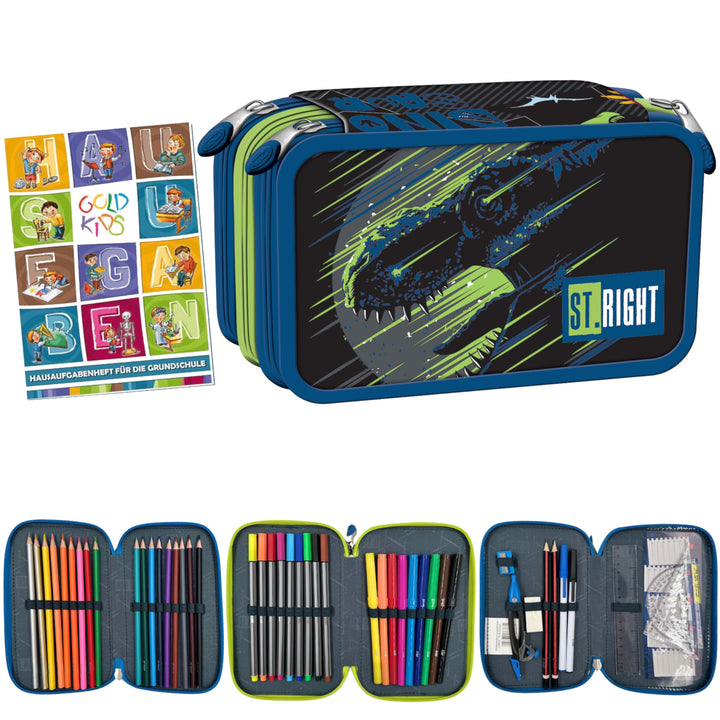 Goldkids - Federmäppchen 3 Fächer - Mäppchen für Mädchen und Jungen - Federmappe 3-Fach Federtasche