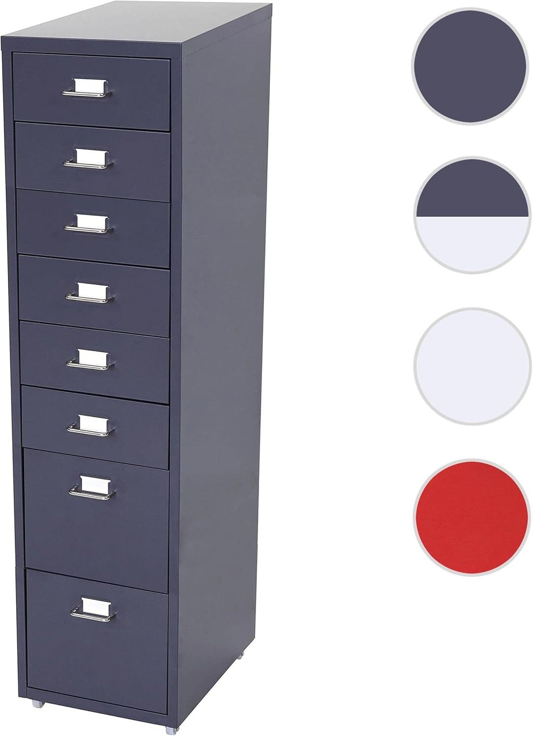 PROREGAL Rollcontainer Housten HxBxT 110x28x41cm 8 Schubladen Dunkelgrau Schubladenschrank Stahlschr