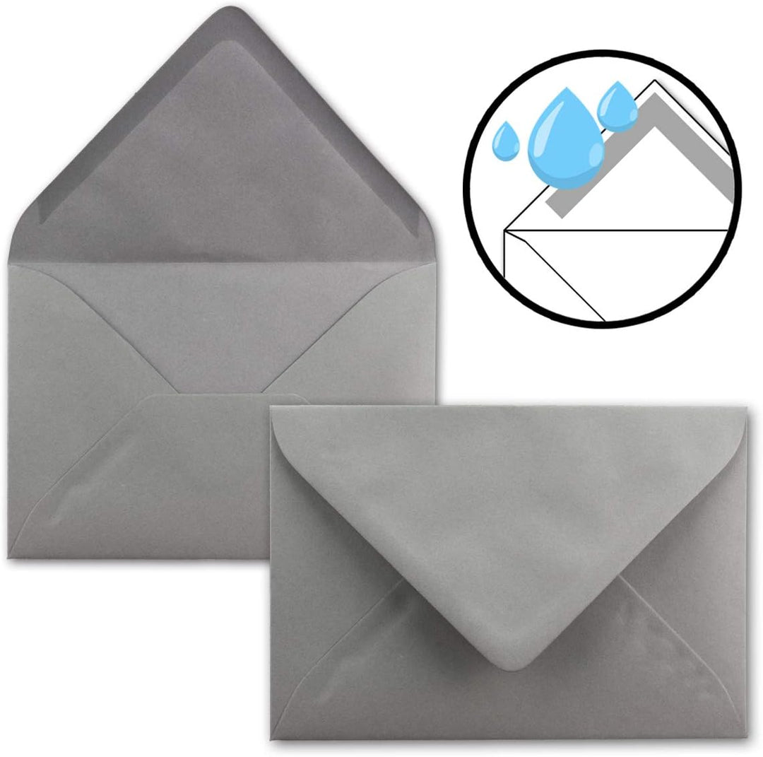 75x Faltkarten SET DIN A6/C6 mit Brief-Umschlägen in Graphit/Dunkel-Grau - inklusive Einleger - 14,8
