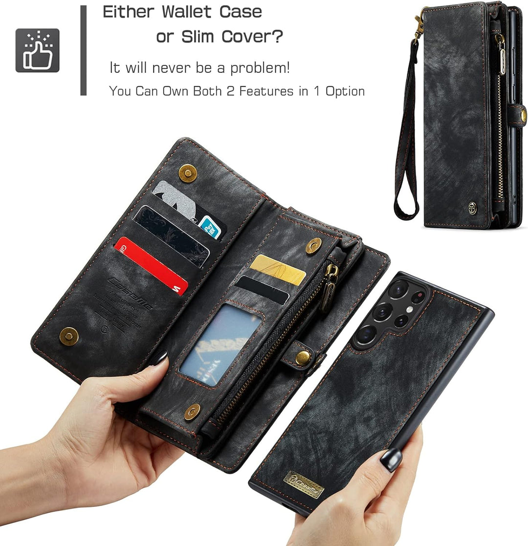 UFinetech Samsung S23 Ultra Hülle, Stossfest Kartenfach Magnetisch Abnehmbare Tasche Samsung Galaxy