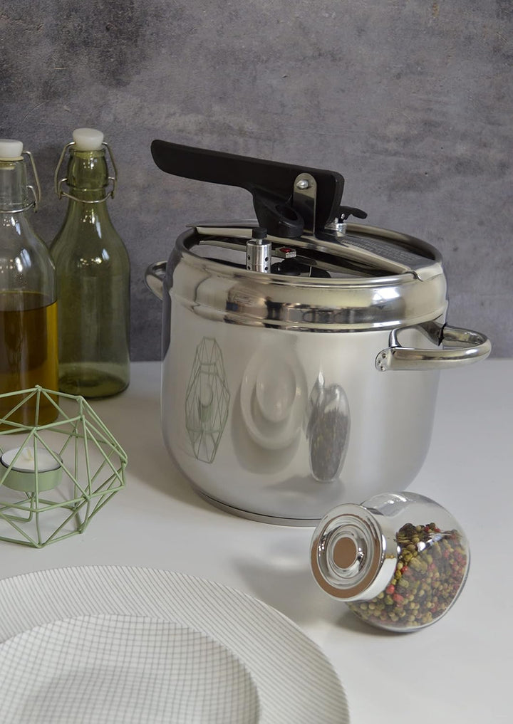 Pintinox First Schnellkochtopf aus nickelfreiem Edelstahl, induktionsgeeignet, mit 4 Sicherheitssyst