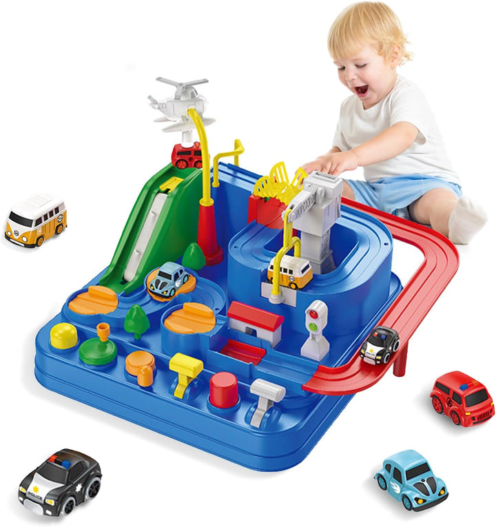 BASAMOU Auto Spielzeug Rennstrecken ab 3 4 5 6 Jahre Jungen Mädchen, Track Cars Spielzeug, Abenteuer