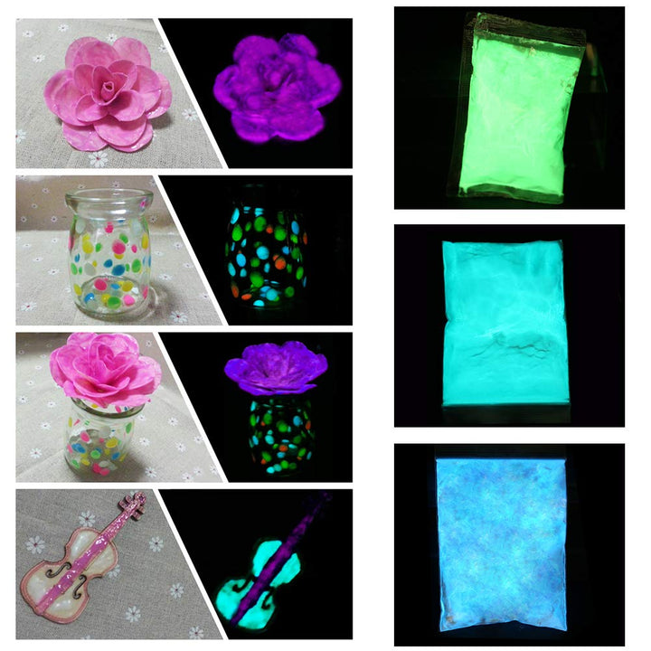 Fluoreszierendes Pulver, 3x100 g Professionelle Lumineszenz Pigmente Phosphoreszierende Farbe Photol