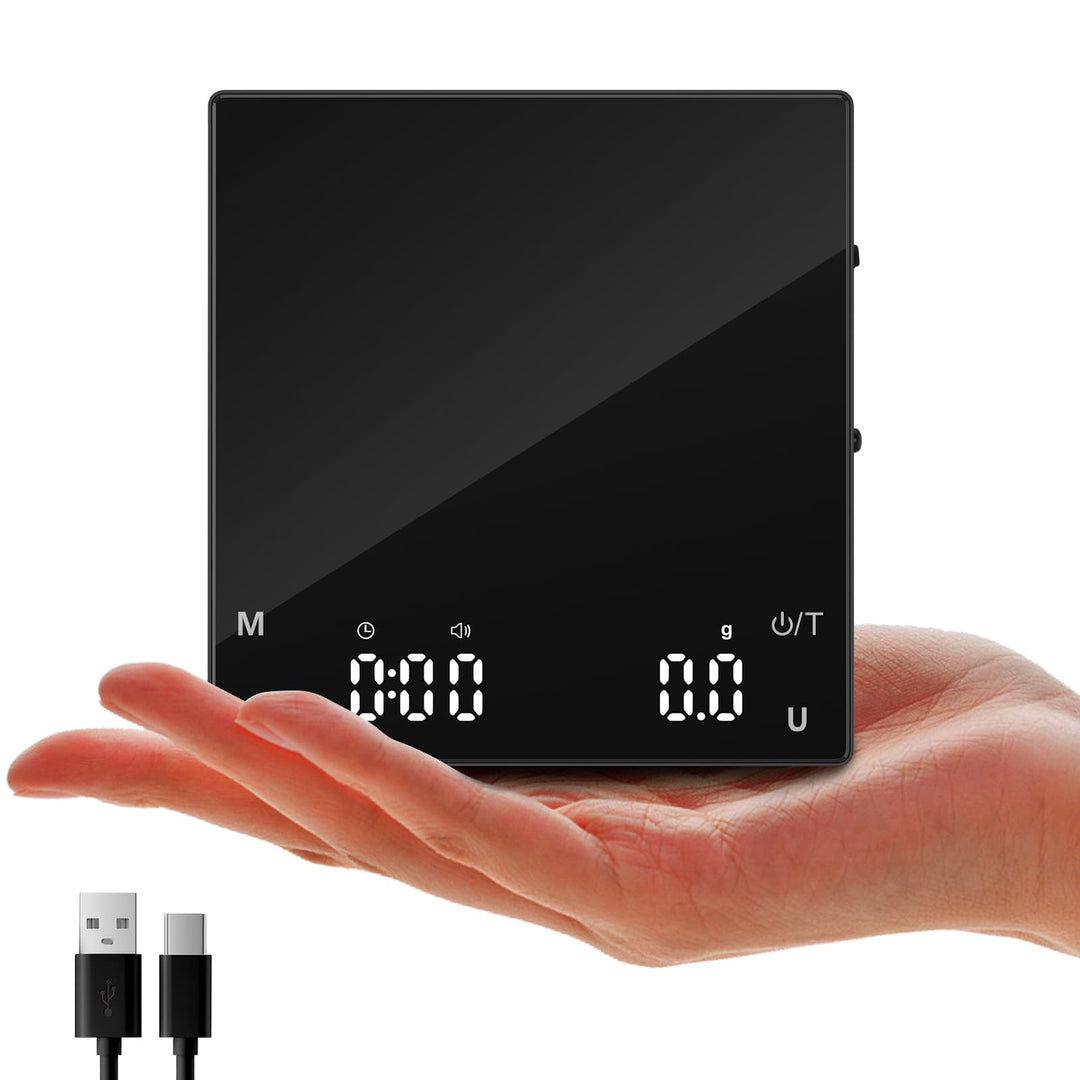 Diyife Wiederaufladbare Mini Kaffeewaage mit Timer, Tragbare Coffee Scale, Home Espresso Waage, Präz