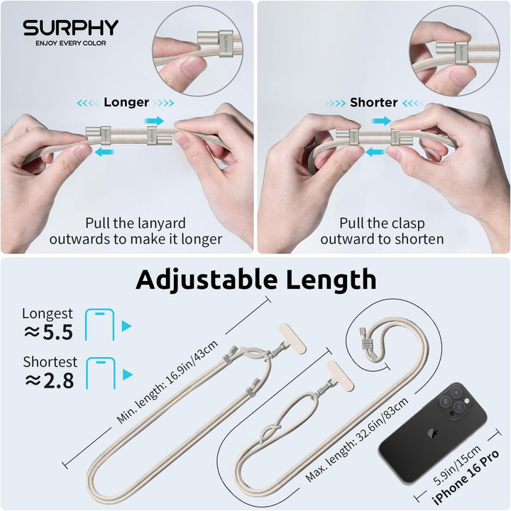 SURPHY Verstellbar Handykette Universal zum Umhängen, Stabil Handyband für Holiday, Outdoor, Reise,