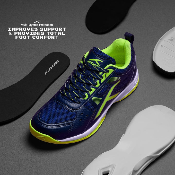 Hundred Raze Badminton Shoe Navy Lime 44 EU, Navy Lime 44 EU