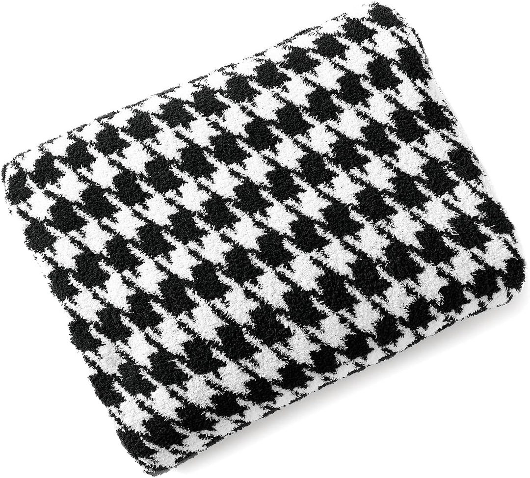 LumiSyne Fleecedecke Klassischer Einfach Stil Hahnentritt Zebra Muster Kuscheldecke Weich Überwurfde