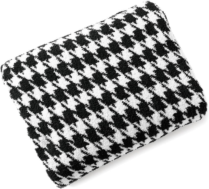 LumiSyne Fleecedecke Klassischer Einfach Stil Hahnentritt Zebra Muster Kuscheldecke Weich Überwurfde
