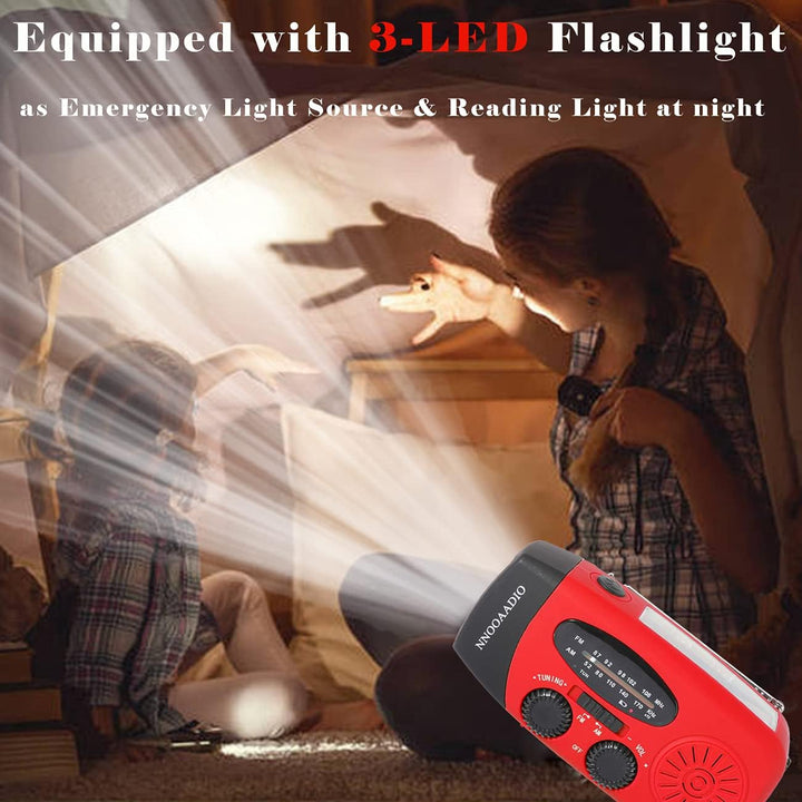 Notfall Solarradio, Kurbelradio wiederaufladbar 2000mAh Power Bank AM/FM Wetterradio mit SOS-Alarm,