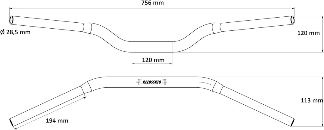 Lenker Accossato schwarz Aluminium für Mz 1000 SF von 2004 bis 2007, Durchmesser 28,5 mm, mittlere H