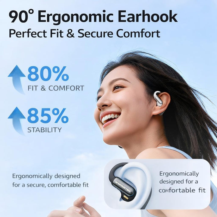 Monster MS-AC550 Open-Ear Bluetooth 6.0 Kopfhörer, HiFi-Stereo-Sound, 13-mm-Lautsprecher, IPX4 Wasse