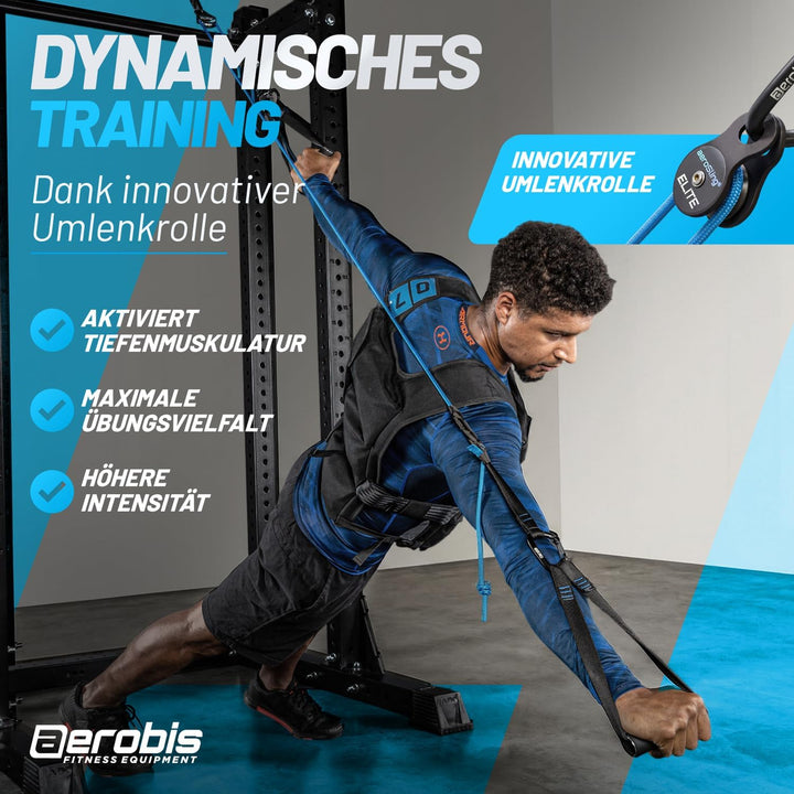 aerobis® aeroSling Elite Schlingentrainer | Sling Trainer Ganzkörpertraining mit Umlenkrolle, Türank