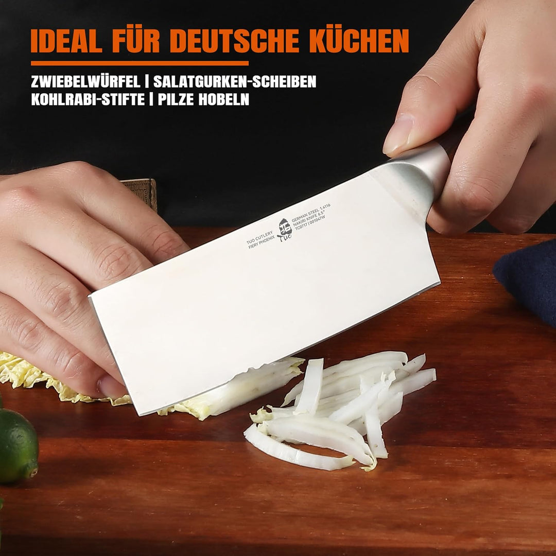 TUO Nakiri Messer Japanisches Kochmesser 16.5cm Deutsches Edelstahl Küchenmesser mit Pakkawood Griff