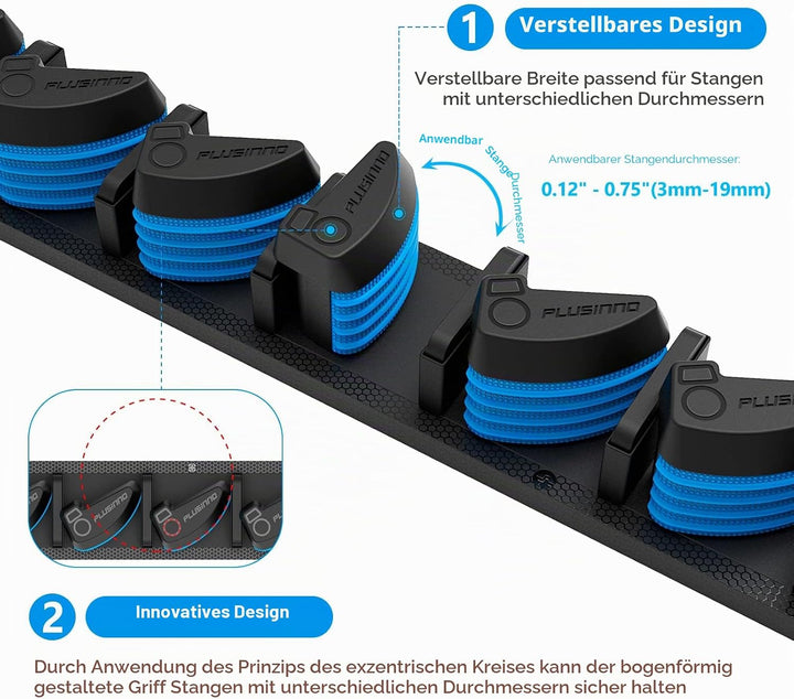 PLUSINNO Vertikaler Angelrutenhalter, Wandmontage, Angelrutenhalter für bis zu 18 Ruten oder Kombina