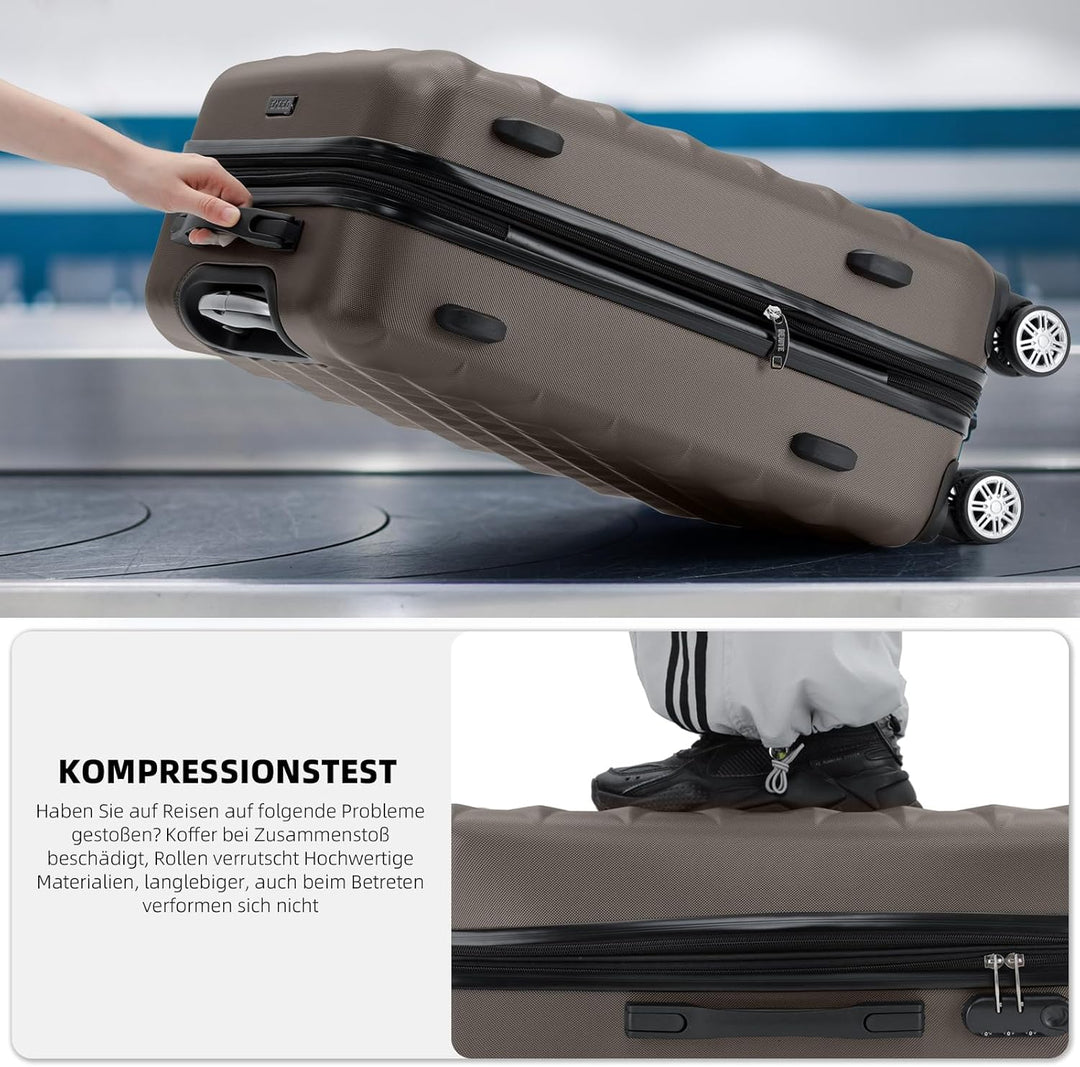 BEIBYE Zwillingsrollen 2066 Hartschale Trolley Koffer Reisekoffer Gepäck M-L-XL-Set (Coffee, Set) Co
