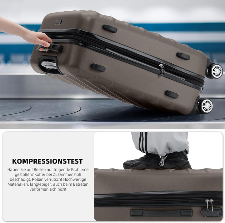 BEIBYE Zwillingsrollen 2066 Hartschale Trolley Koffer Reisekoffer Gepäck M-L-XL-Set (Coffee, Set) Co
