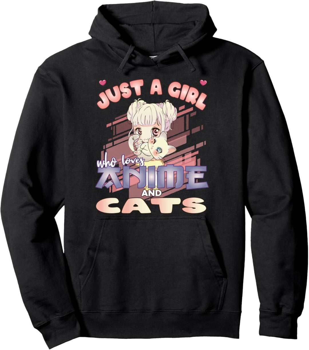 Just a Girl who Loves Anime and Cats Lover for Teen Pullover Hoodie