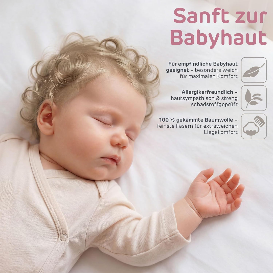 babybay Jersey Spannbetttuch Deluxe passend für die Modell Boxspring XXL, weiss, 105 x 57,5 cm (1er