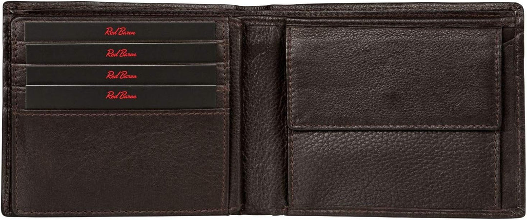 Red Baron Braune Herren Geldbörse aus Leder Querformat RB-WT-006-08
