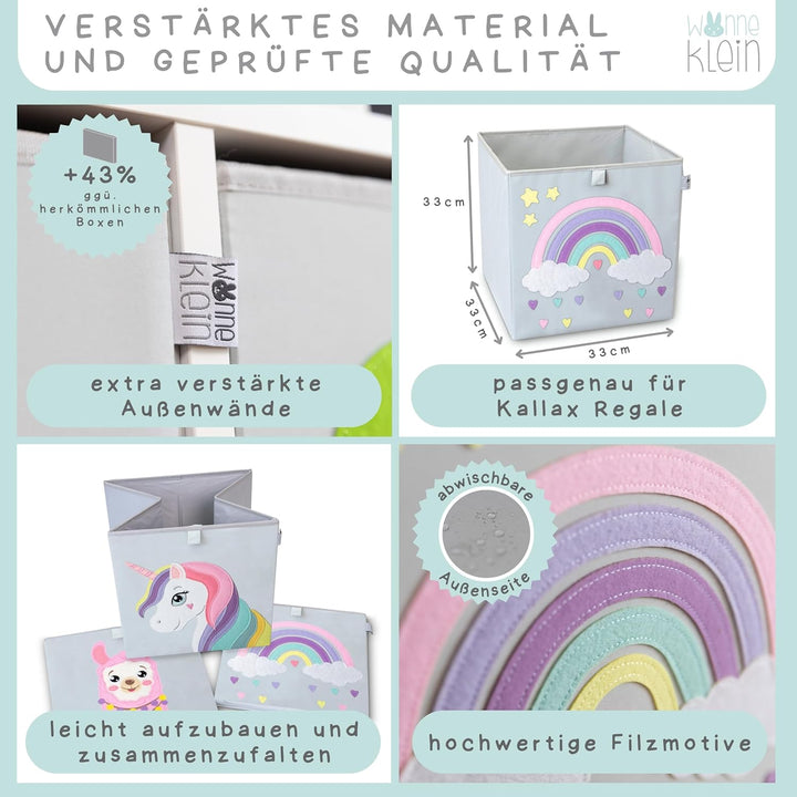 wonneklein Aufbewahrungsboxen für Kinder I Spielzeug Box 33x33x33 cm I Faltboxen Regal Kinderzimmer