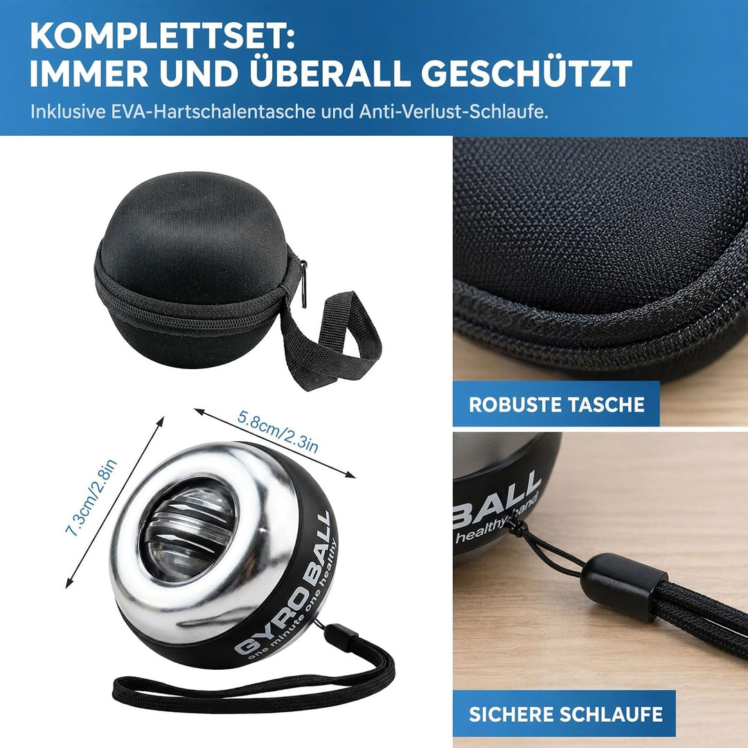 Powerball Handtrainer Gyroball with Counter for Forearm Strength and Grip Training - 5-Stage Adjusta