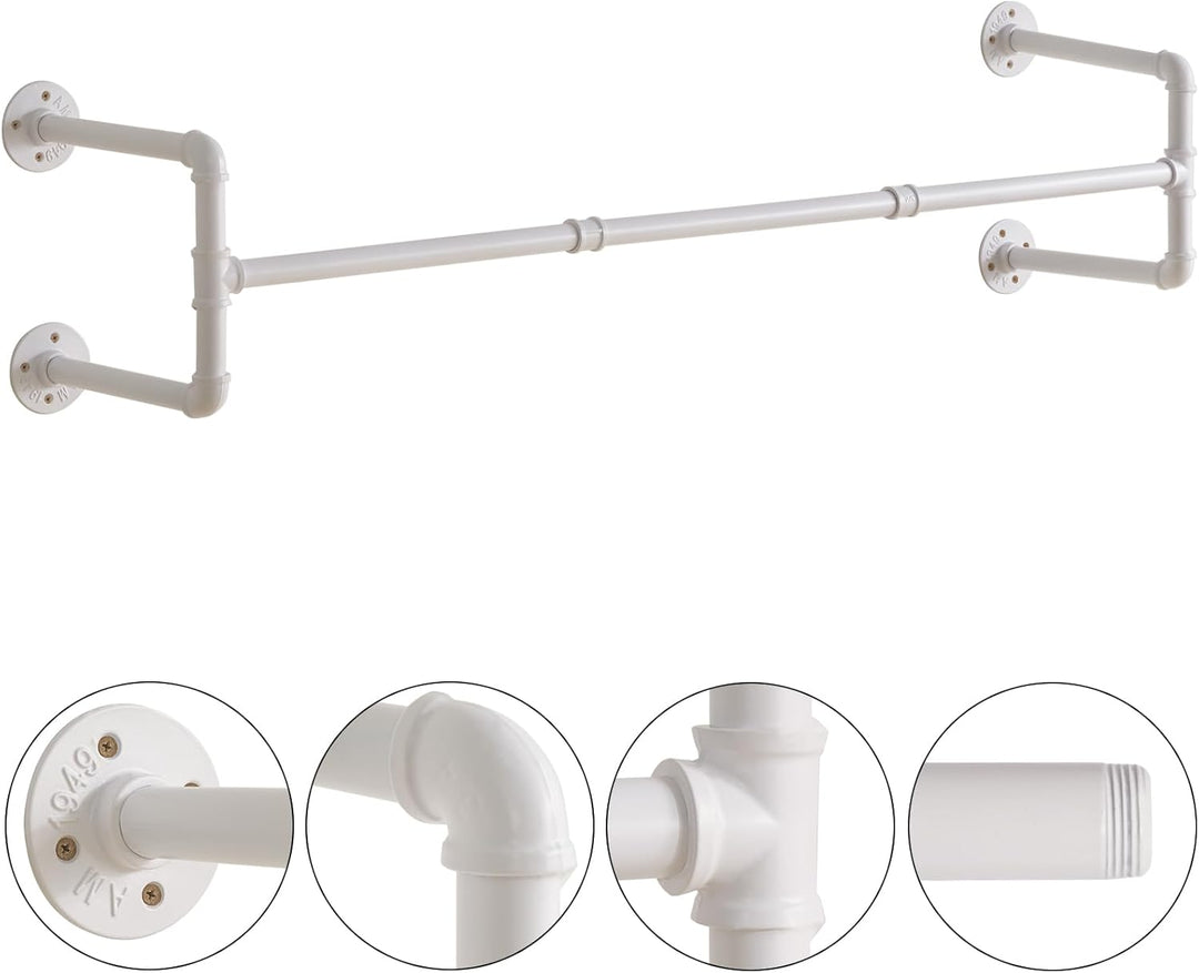 IBUYKE 127cm Kleiderstange Wandmontage, Metall Industrial Garderobenstange Wandmontage mit 60kg Trag