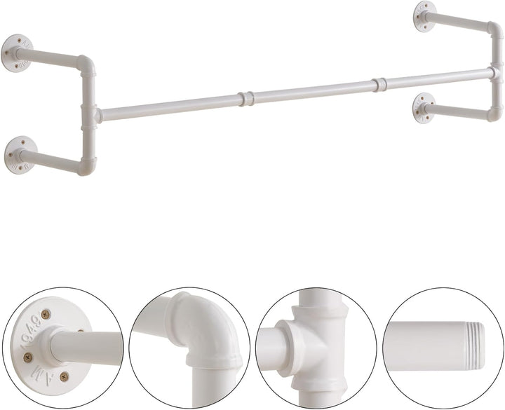 IBUYKE 127cm Kleiderstange Wandmontage, Metall Industrial Garderobenstange Wandmontage mit 60kg Trag