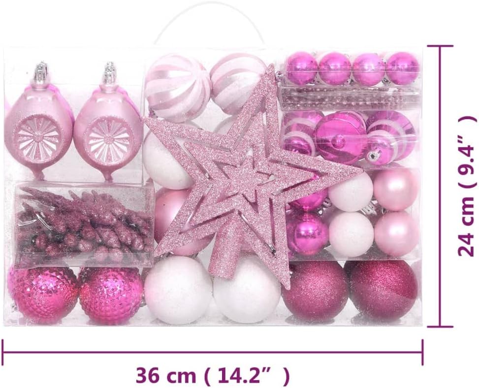 vidaXL Weihnachtskugel Set 108-tlg. Christbaumkugeln Baumschmuck Weihnachtsbaumkugeln Weihnachten We