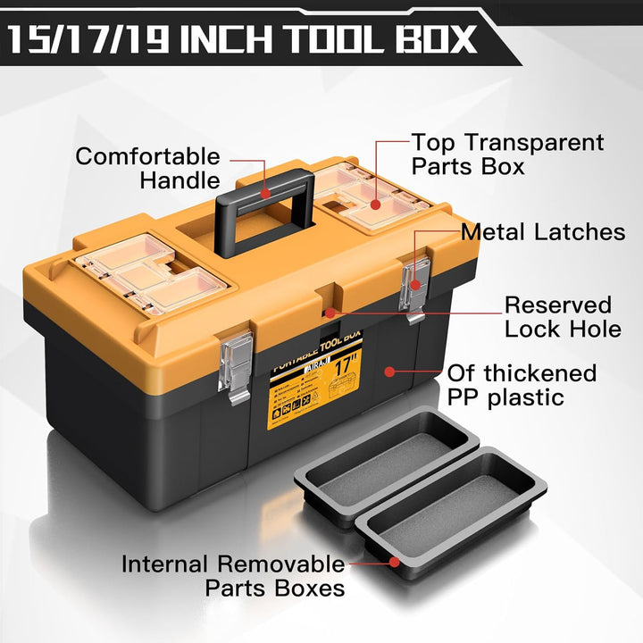 4-in-1 Werkzeugkoffer,AIRAJ Werkzeugkoffer Leer,8 Herausnehmbare Werkzeugbox-Organizer,Abschliessbar