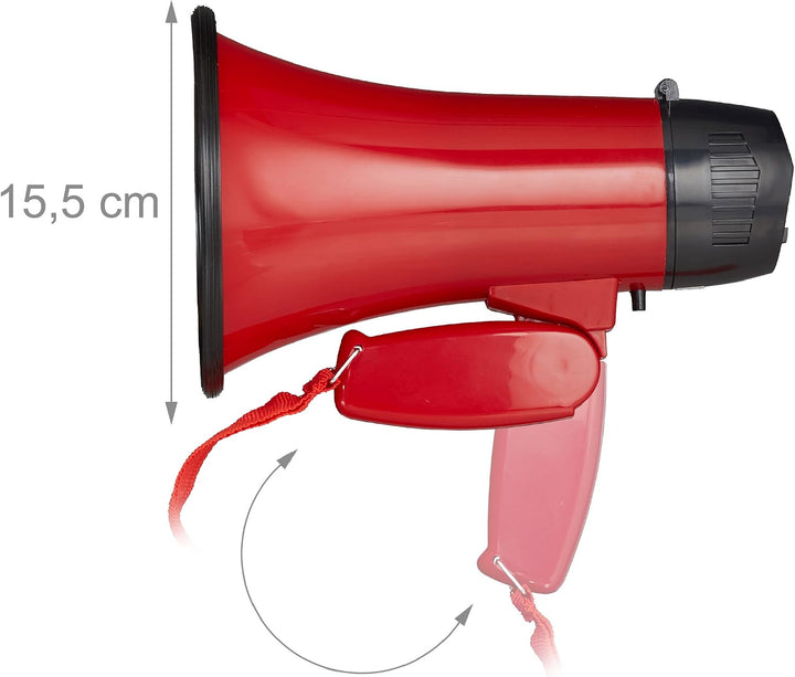 Relaxdays Megafon Stadion, Bullhorn mit klappbarem Griff und Schlaufe, lustiger Ole Sound, Megaphon