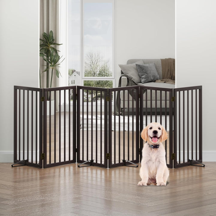 Hundegitter, hohe, freistehende Hundegitter für Türen, 6 Paneele (braun) Braun 6 Panel - 288 cm Wide