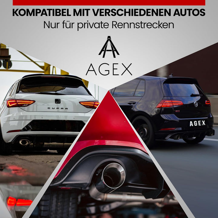 AGEX Mittelschalldämpfer MSD Attrappe für den Seat Leon Cupra 265/280/290/300 | Edelstahl gebürstet