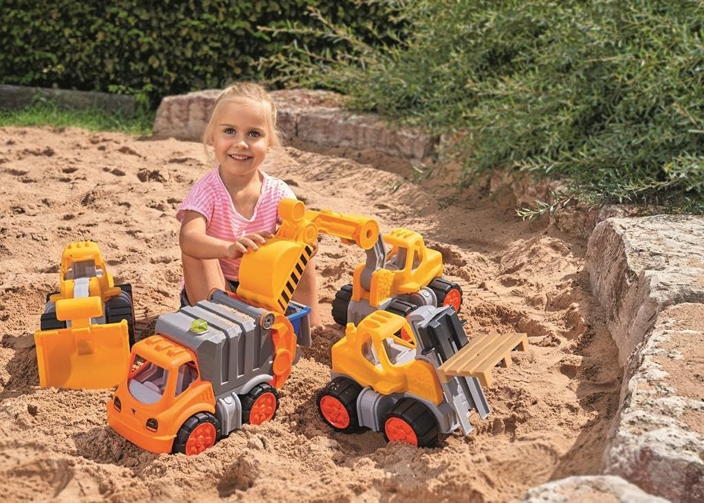 BIG - Power-Worker Bagger - Spielzeug Auto ideal für Unterwegs, Reifen aus Softmaterial, beweglicher