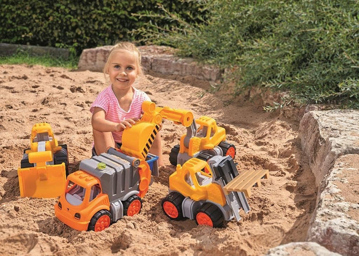 BIG - Power-Worker Bagger - Spielzeug Auto ideal für Unterwegs, Reifen aus Softmaterial, beweglicher