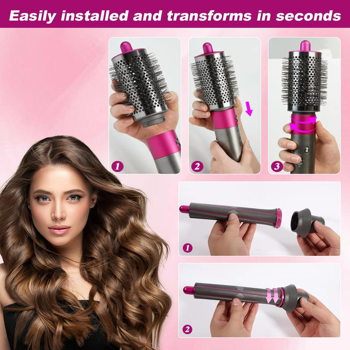 Langhaarfässer und runde Volumenbürste für Dyson Airwrap Styler, Haarstyling-Set enthält 2 Lockenfäs