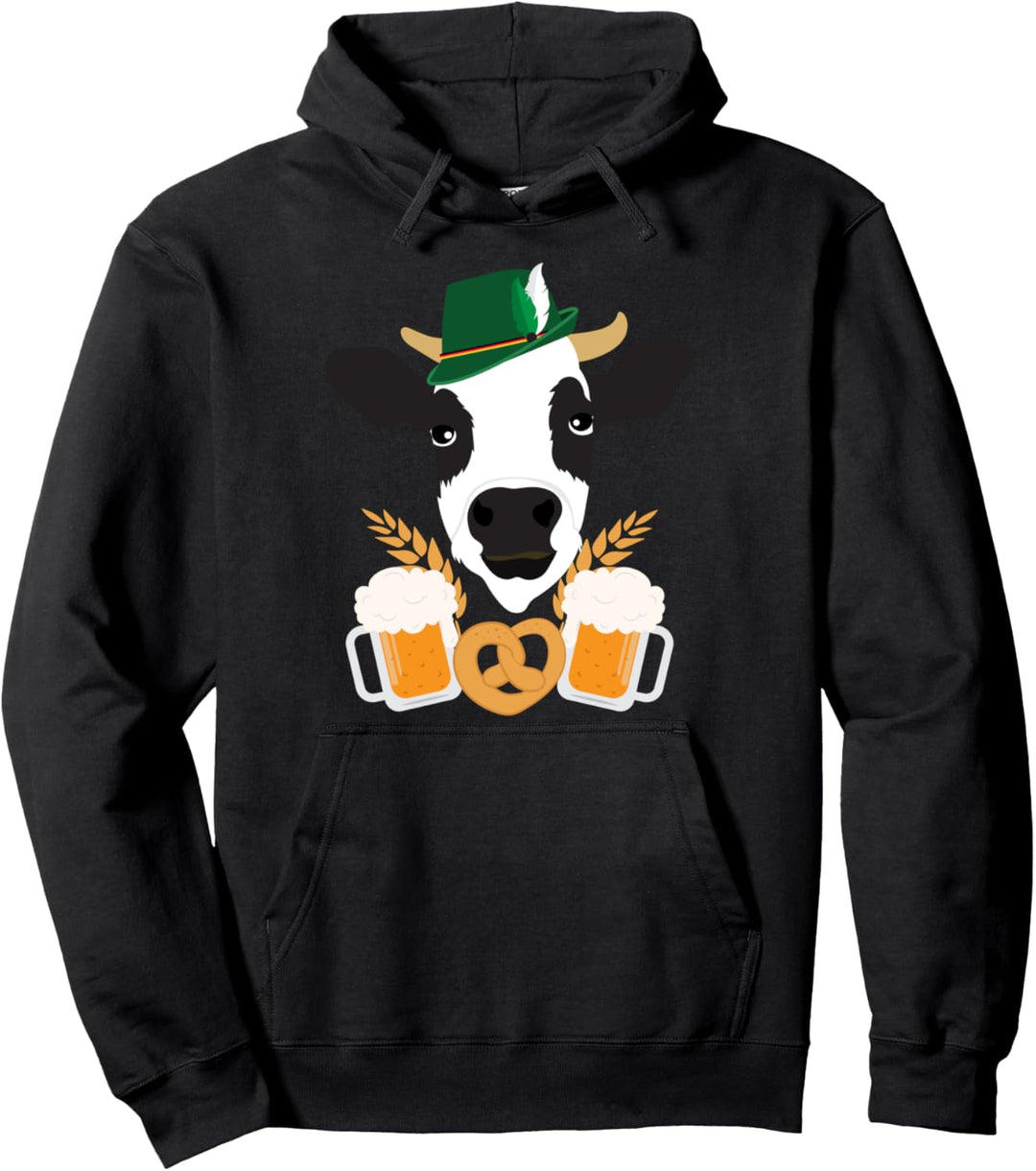 Kuh Trachtenhut Bier Brezen Masskrug Fest Pullover Hoodie