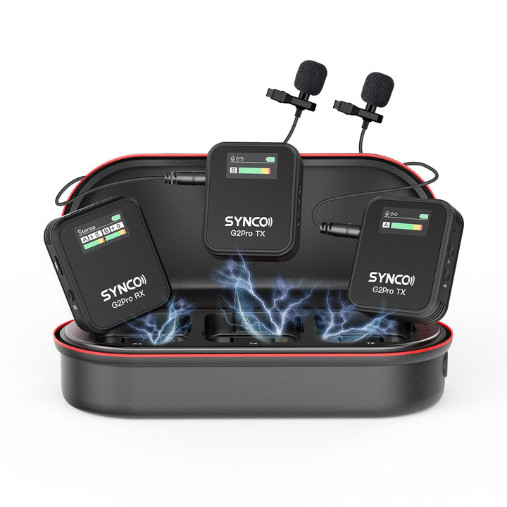 SYNCO G2 (A2) PRO Kabelloses Lavalier-Mikrofonsystem Kompatibel Für DSLR iPhone Android PC, Dual-Cha