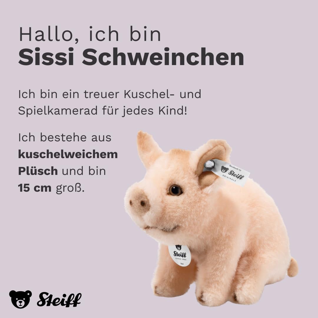 Steiff Kuscheltier Sissi Schweinchen, Süsses Stofftier mit Kunststoffaugen, Kinder, Jungen & Mädchen