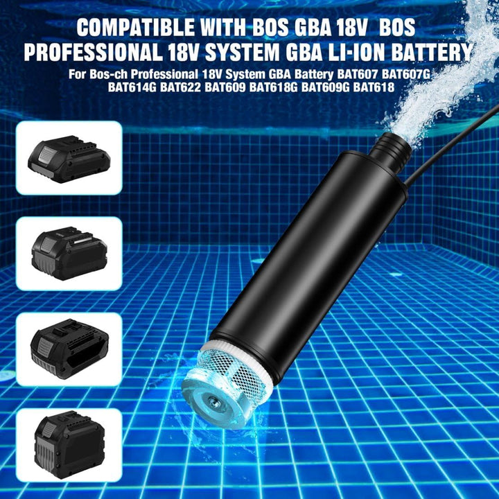 Tauchpumpe für Bosch GBA 18V Akku, Mini-Wasserpumpe, Absaugpumpe,Poolpumpen für Keller,Pool,Gartenbe