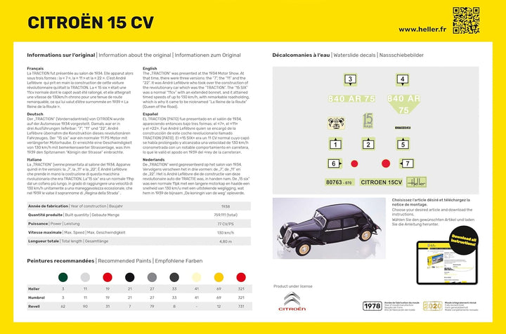Heller 80763 Modellbausatz Citroën 15 CV